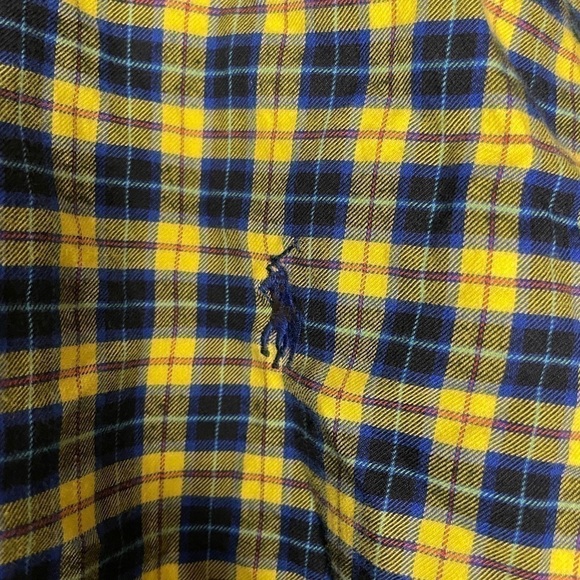 Ralph Lauren Polo Mens Formal Shirt Yellow Blue Plaid Size XL - Picture 4 of 4